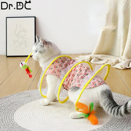 Folded Cat Tunnel - Collapsible Interactive Play Tunnel for Cats